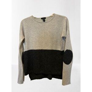 Only Mine - 2-Ply 100% Cashmere Gray Black Pullover Sweater Elbow Patch Small